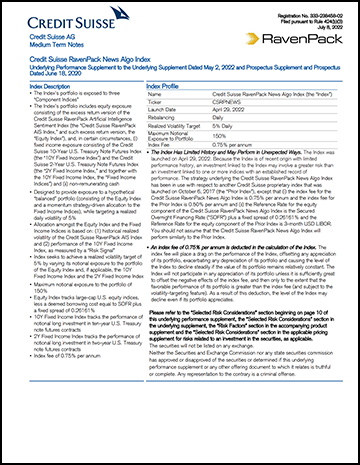 CS RavenPack News Algo Index Performance Supplement